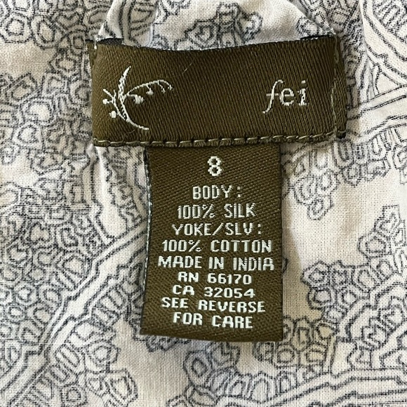 Anthropologie FEI Flores Peasant Top Blouse Mixed Media Silk Floral Embroidery 8 - Picture 10 of 12